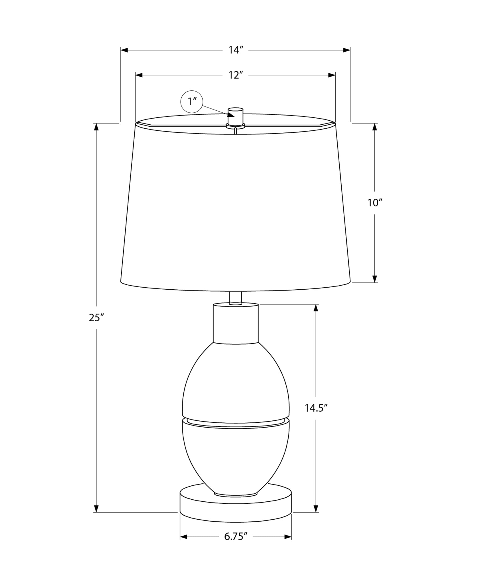 MN-369887    Lighting, 25"H, Table Lamp, Grey Resin, Black Shade, Contemporary, Modern