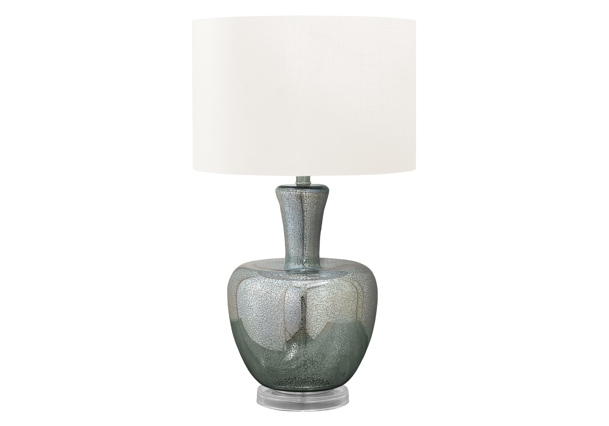 MN-439898    Lighting, 26"H, Table Lamp, Sea Green Glass, Ivory / Cream Shade, Contemporary, Modern