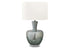 MN-439898    Lighting, 26"H, Table Lamp, Sea Green Glass, Ivory / Cream Shade, Contemporary, Modern