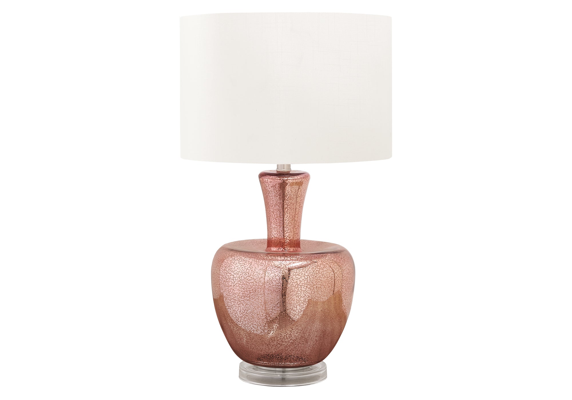 MN-449899    Lighting, 26"H, Table Lamp, Dusty Rose Glass, Ivory / Cream Shade, Contemporary, Modern