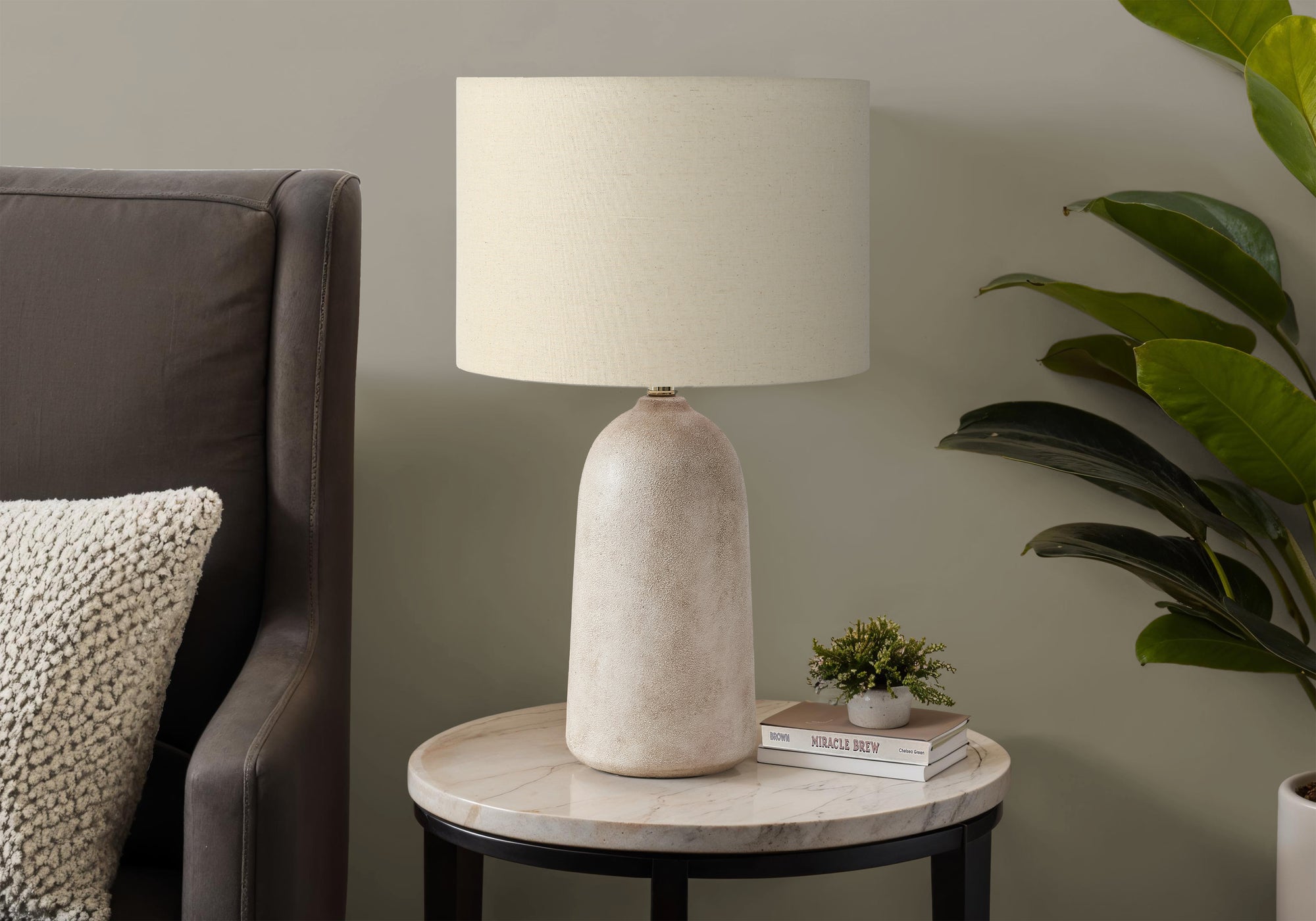 MN-459905    Lighting, 27"H, Table Lamp, Beige Ceramic, Beige Shade, Contemporary, Modern