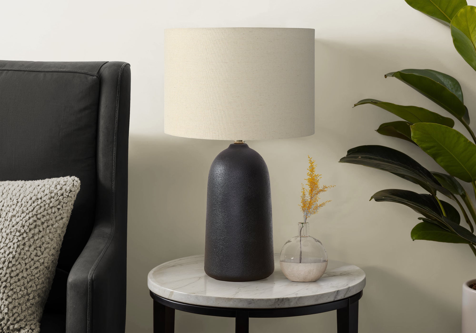 MN-469906    Lighting, 27"H, Table Lamp, Black Ceramic, Beige Shade, Contemporary, Modern