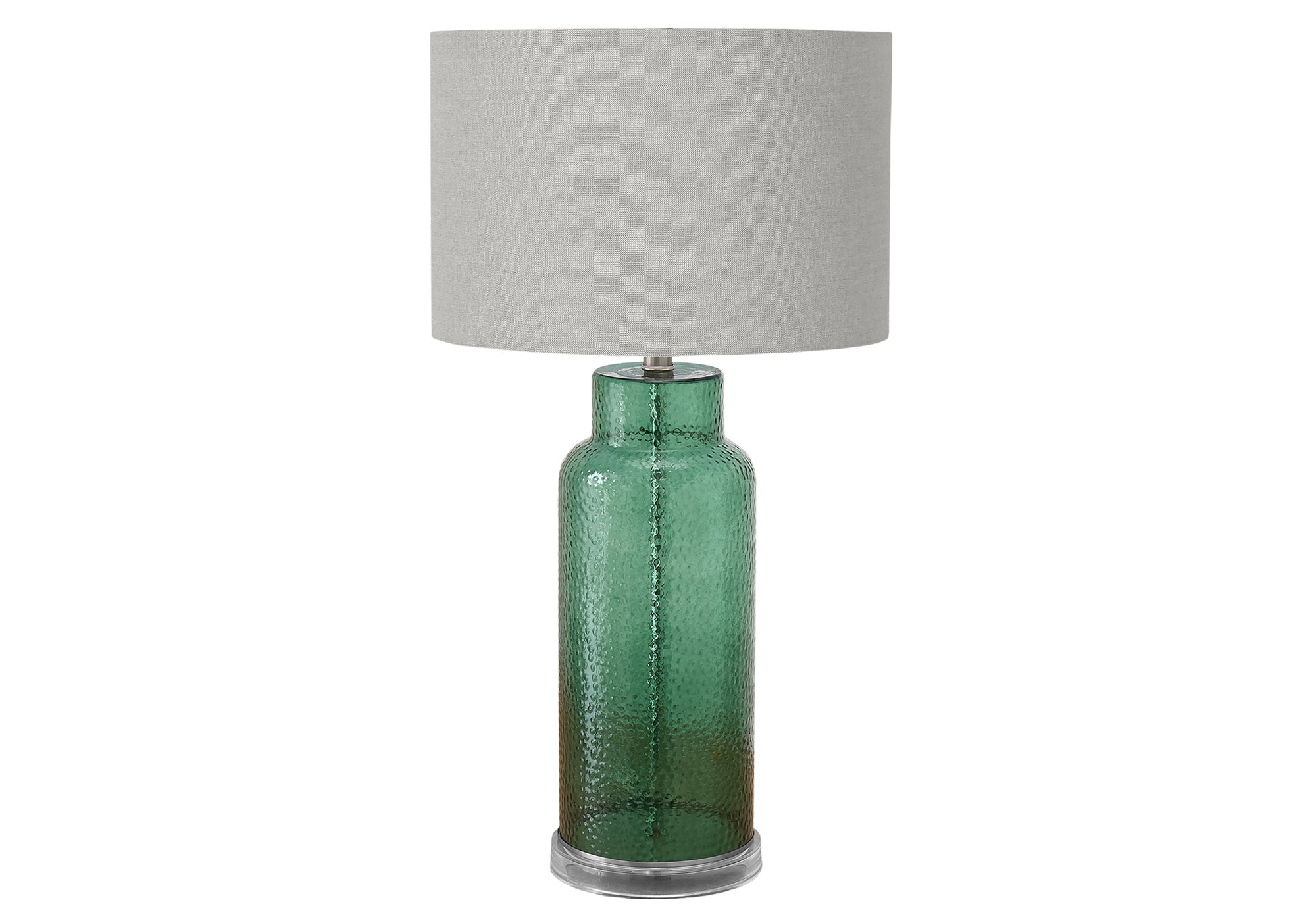 MN-G479908    Lighting, 28"H, Table Lamp, Green Glass, Grey Shade, Contemporary, Modern