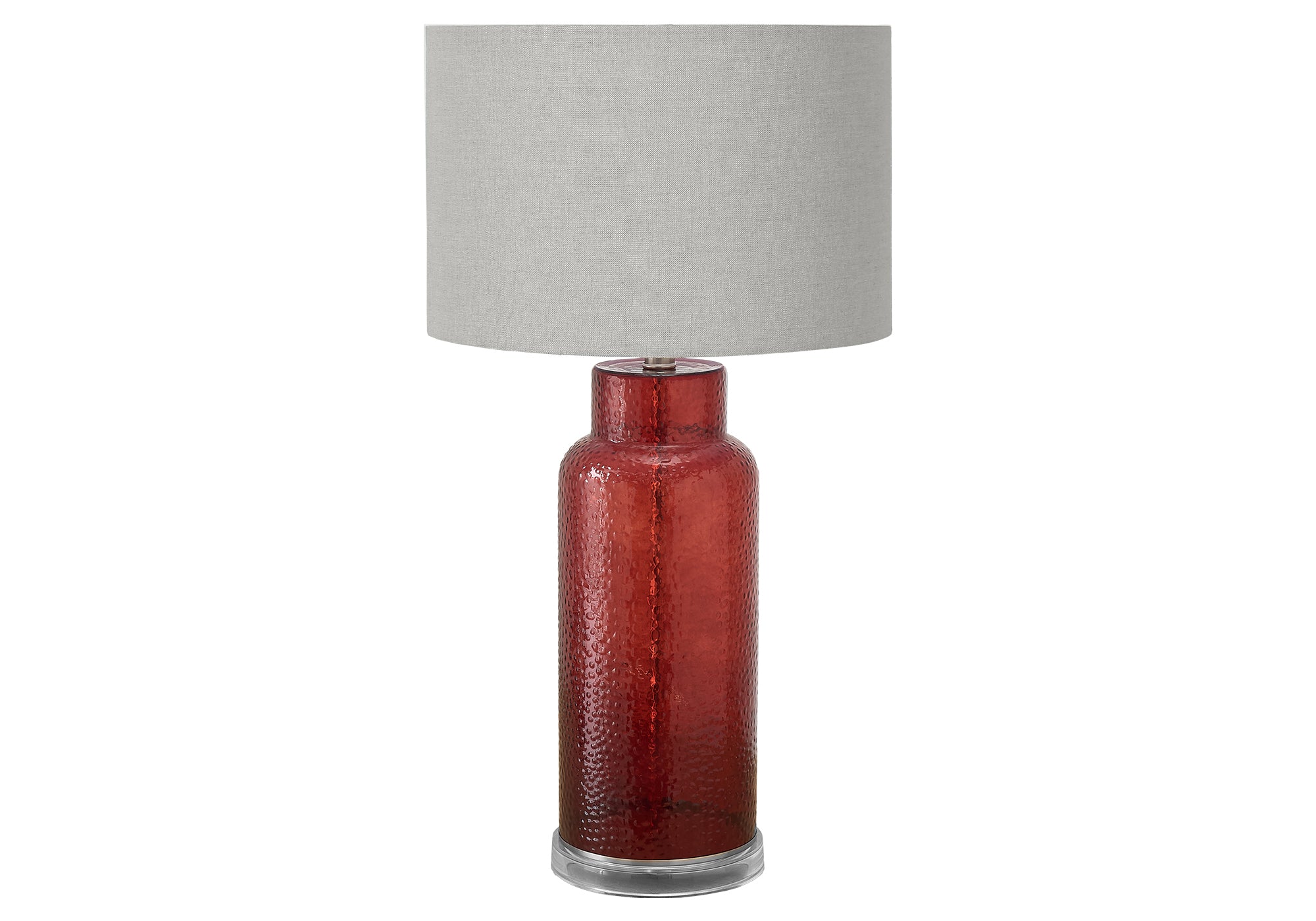 MN-G479909    Lighting, 28"H, Table Lamp, Red Glass, Grey Shade, Contemporary, Modern
