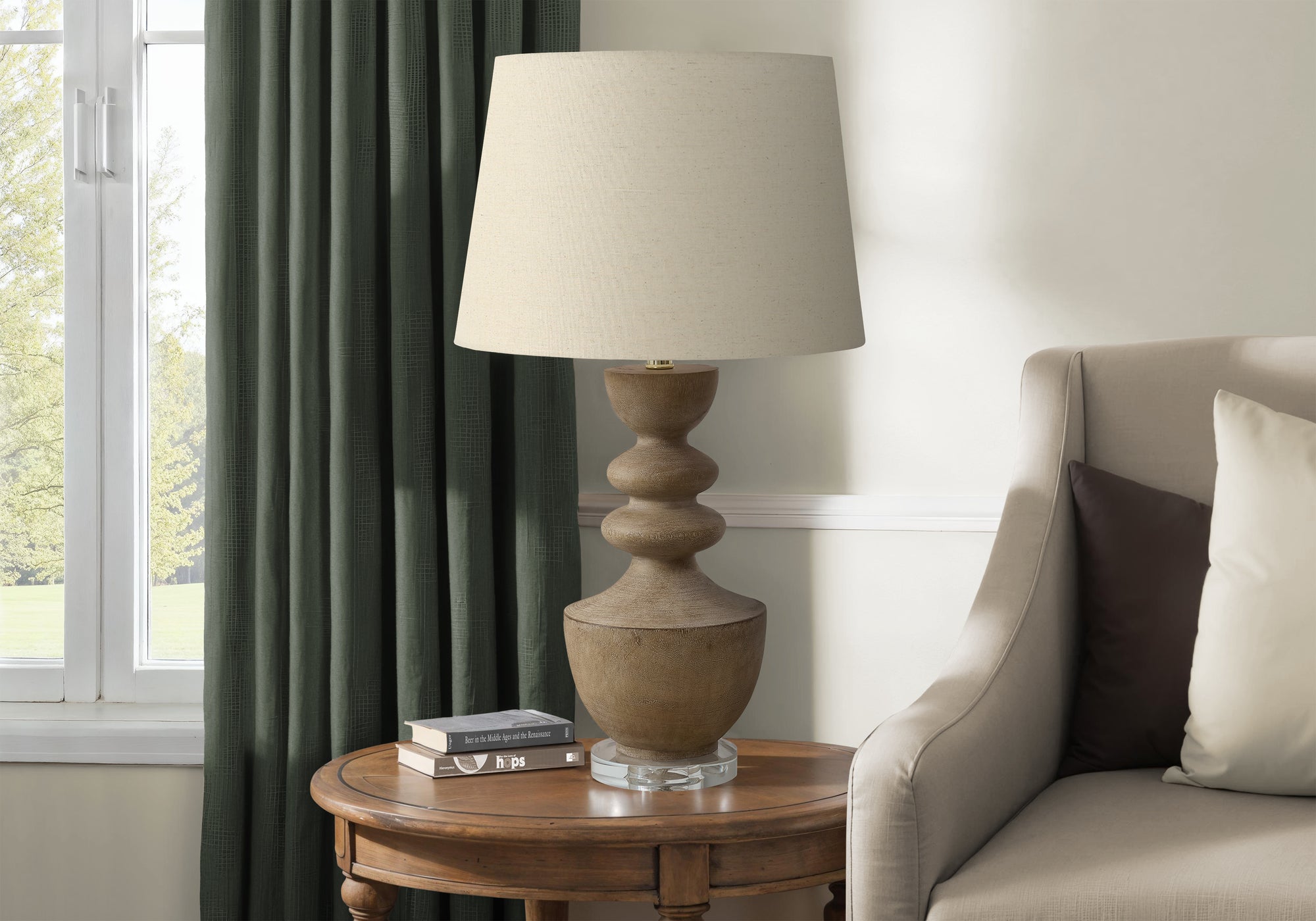MN-549920    Lighting, 28"H, Table Lamp, Brown Resin, Beige Shade, Transitional