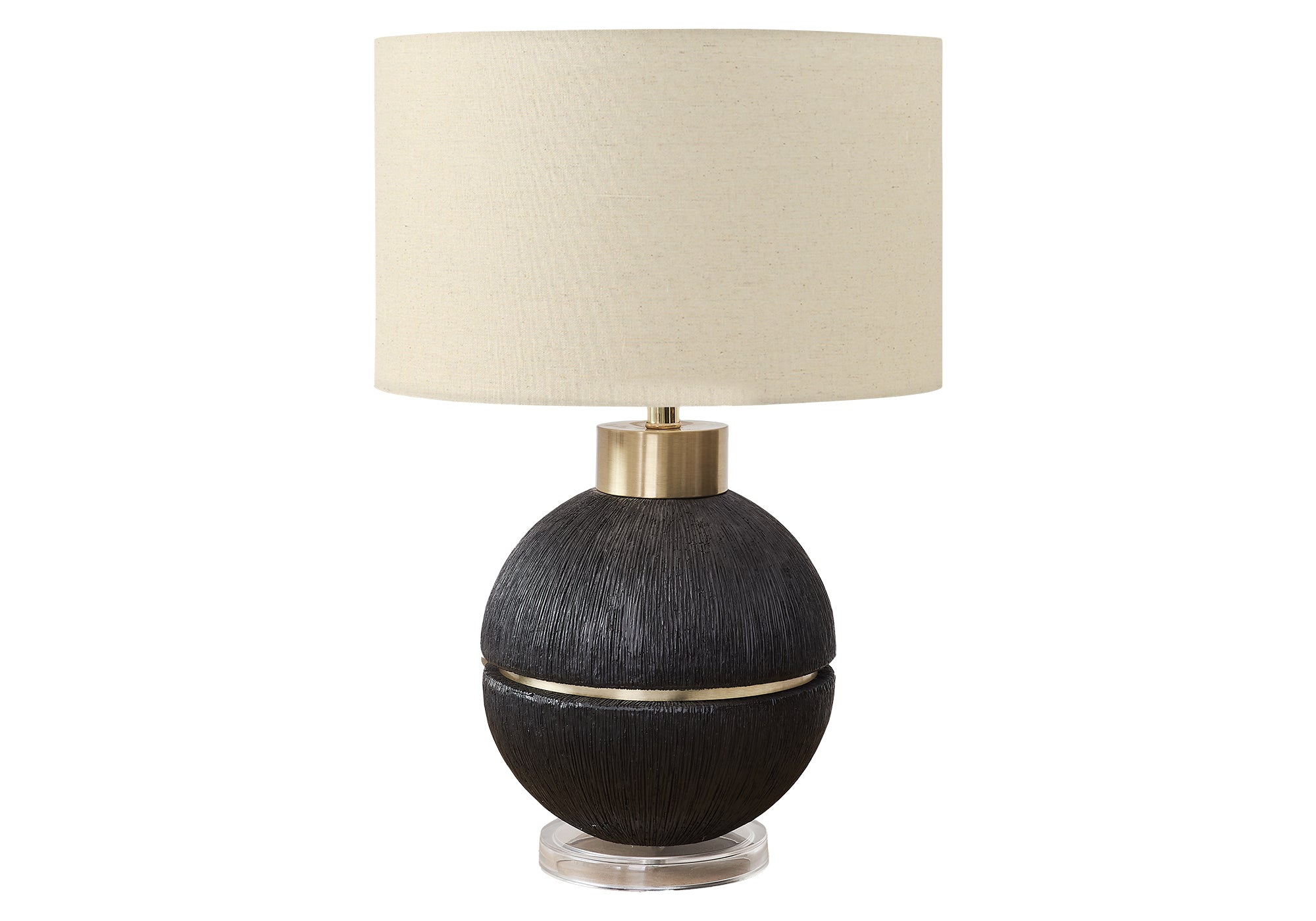 MN-L579926    Lighting, 26"H, Table Lamp, Black / Gold Resin, Beige Shade, Contemporary, Modern