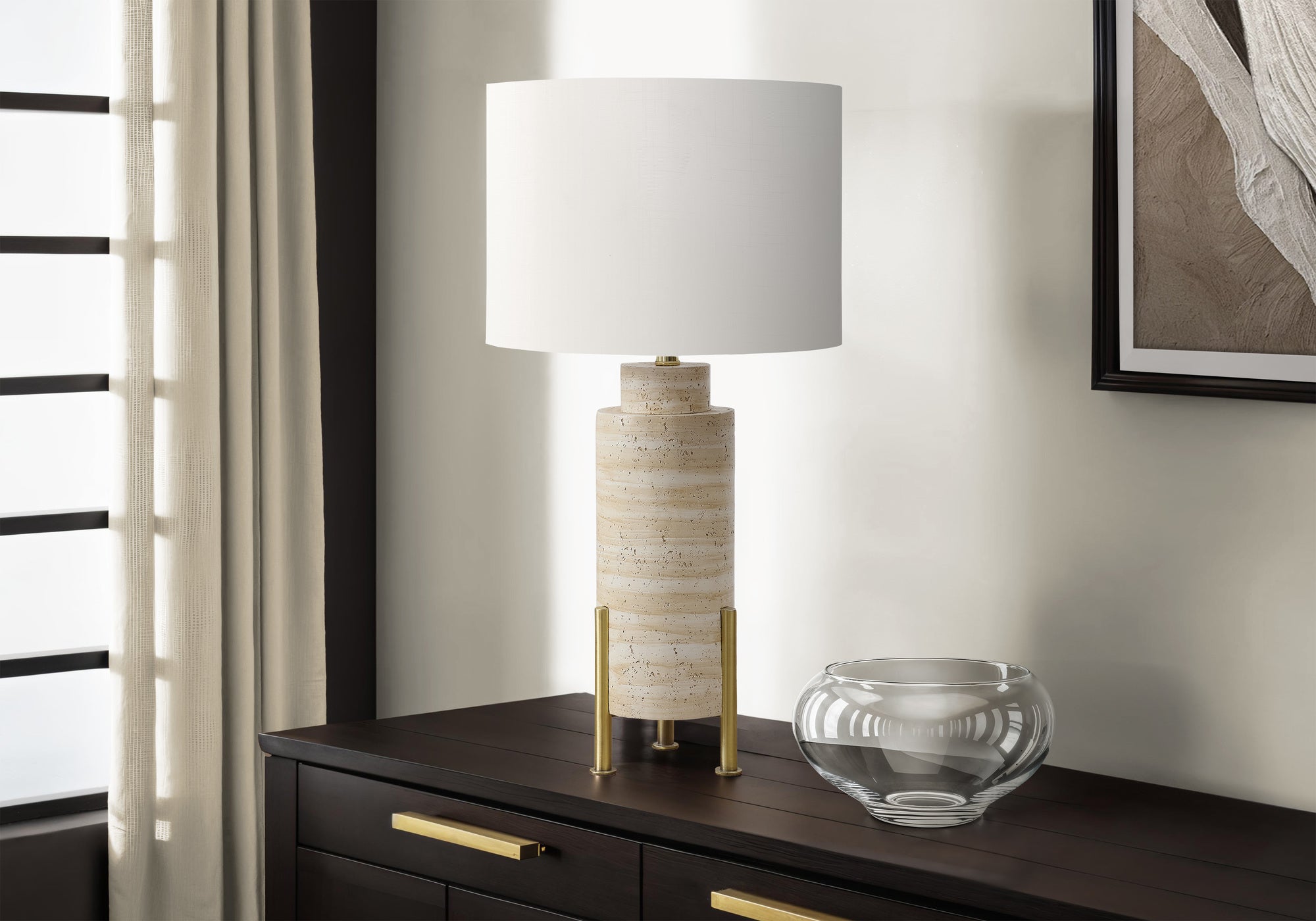 MN-R629928    Lighting, 30"h, Table Lamp, Beige Resin, Ivory / Cream Shade, Transitional