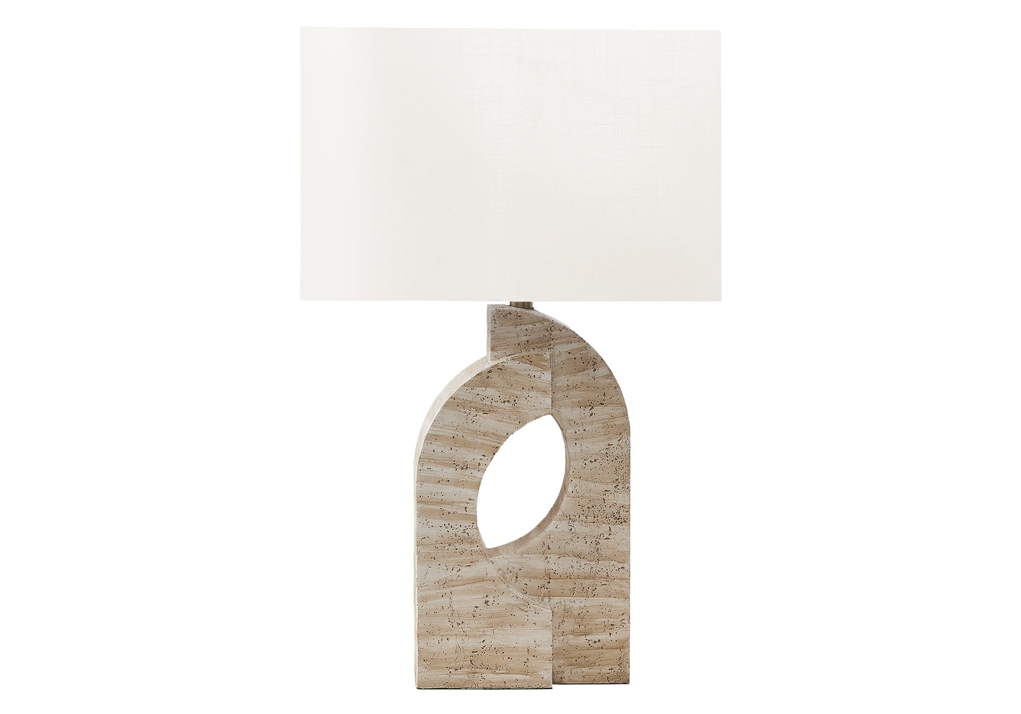 MN-609930    Lighting, 28"H, Table Lamp, Beige Resin, Ivory / Cream Shade, Contemporary