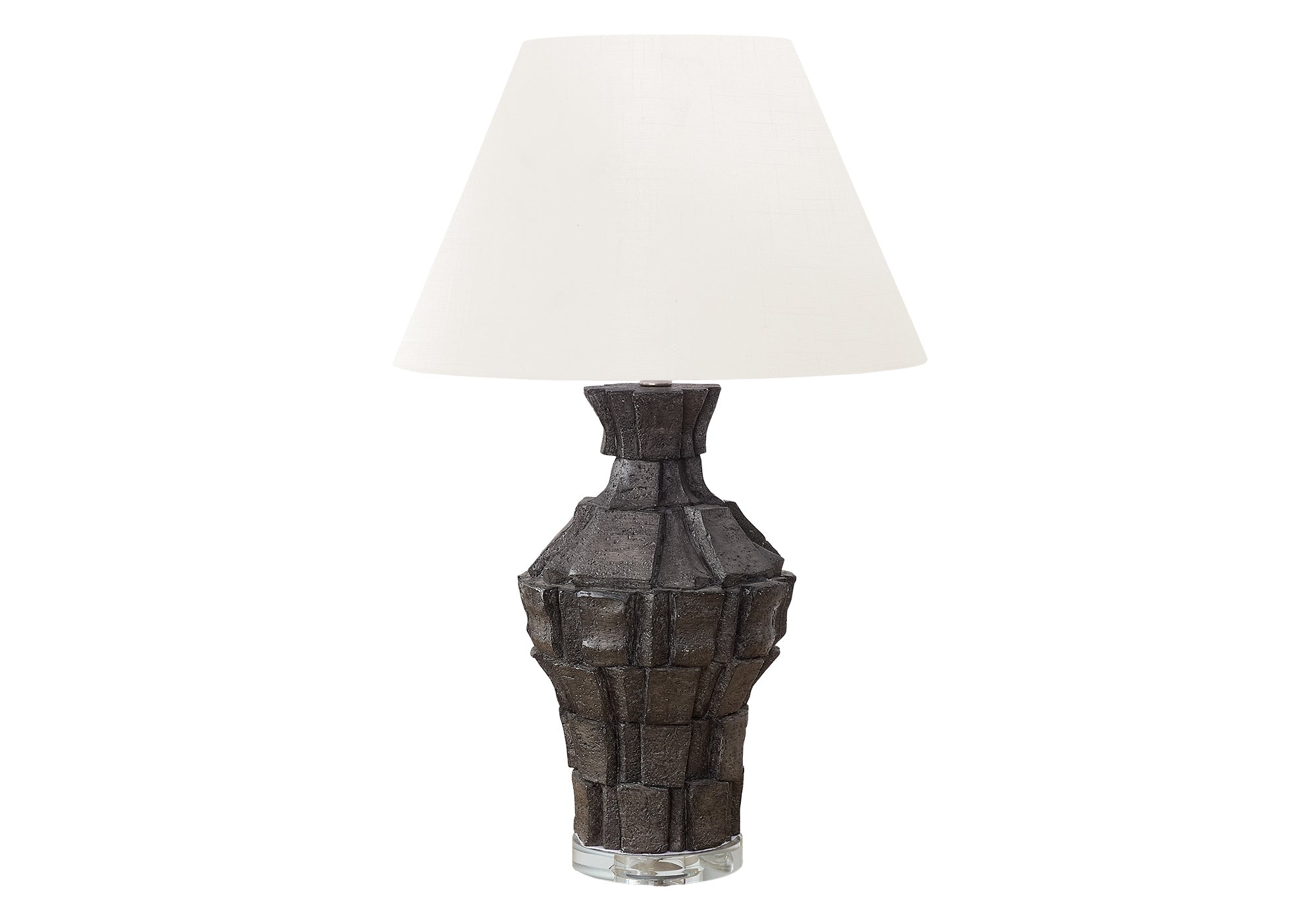 MN-T629935    Lighting, 28"H, Table Lamp, Black Resin, Ivory / Cream Shade, Contemporary, Modern