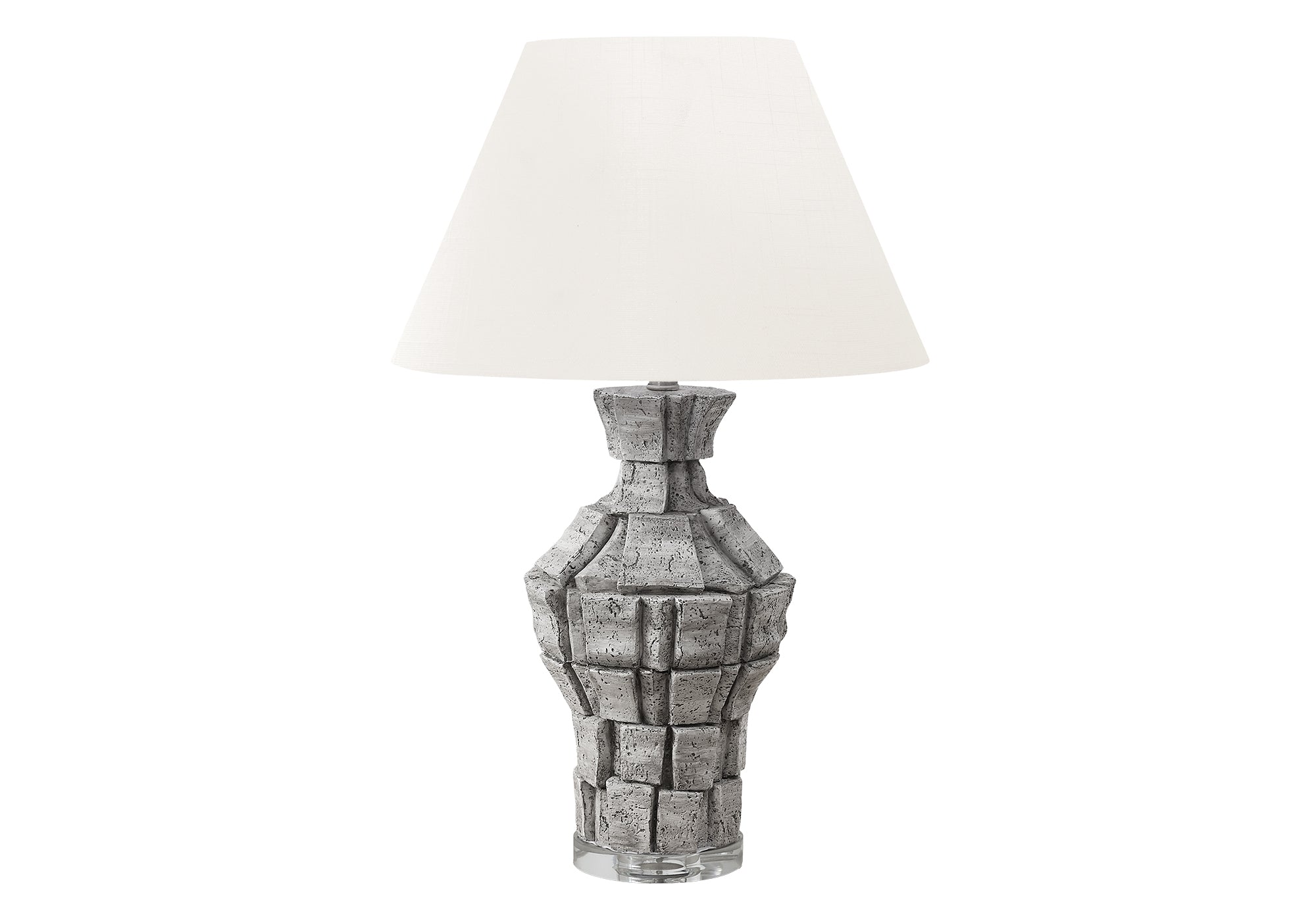 MN-T629936    Lighting, 28"H, Table Lamp, Grey Resin, Ivory / Cream Shade, Contemporary, Modern
