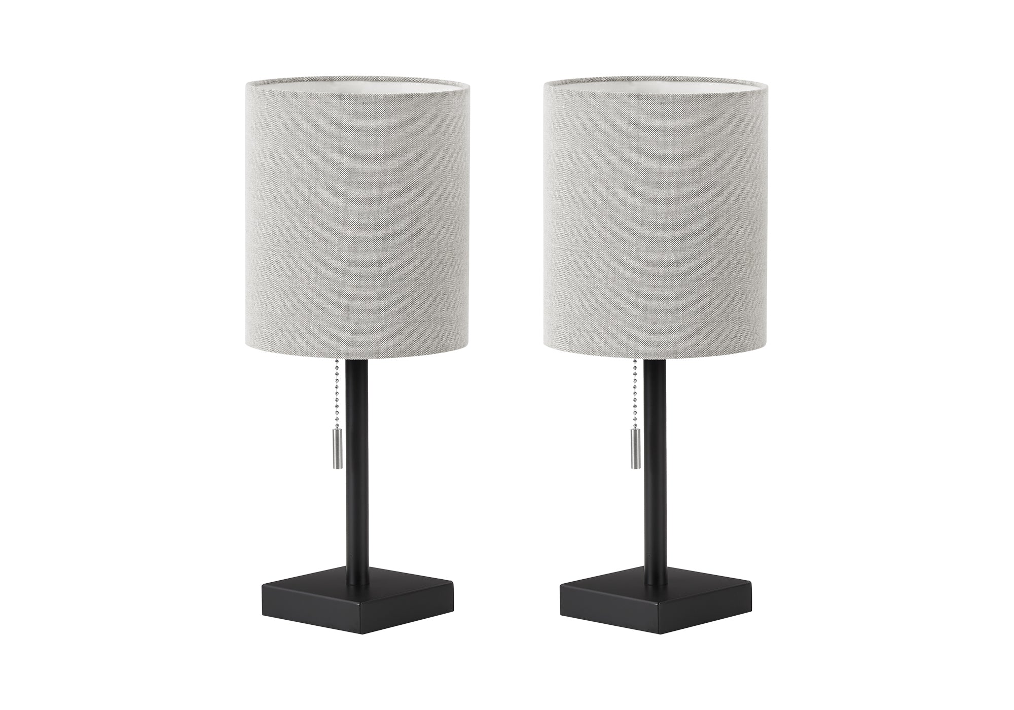 MN-S279960    Lighting, Set Of 2, 17"h, Table Lamp, Usb Port Included, Black Metal, Grey Shade, Contemporary