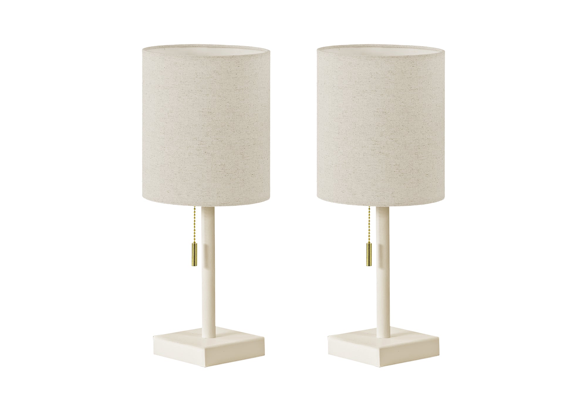 MN-S279961    Lighting, Set Of 2, 17"h, Table Lamp, Usb Port Included, Cream Metal, Beige Shade, Contemporary
