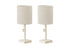 MN-S279961    Lighting, Set Of 2, 17"h, Table Lamp, Usb Port Included, Cream Metal, Beige Shade, Contemporary