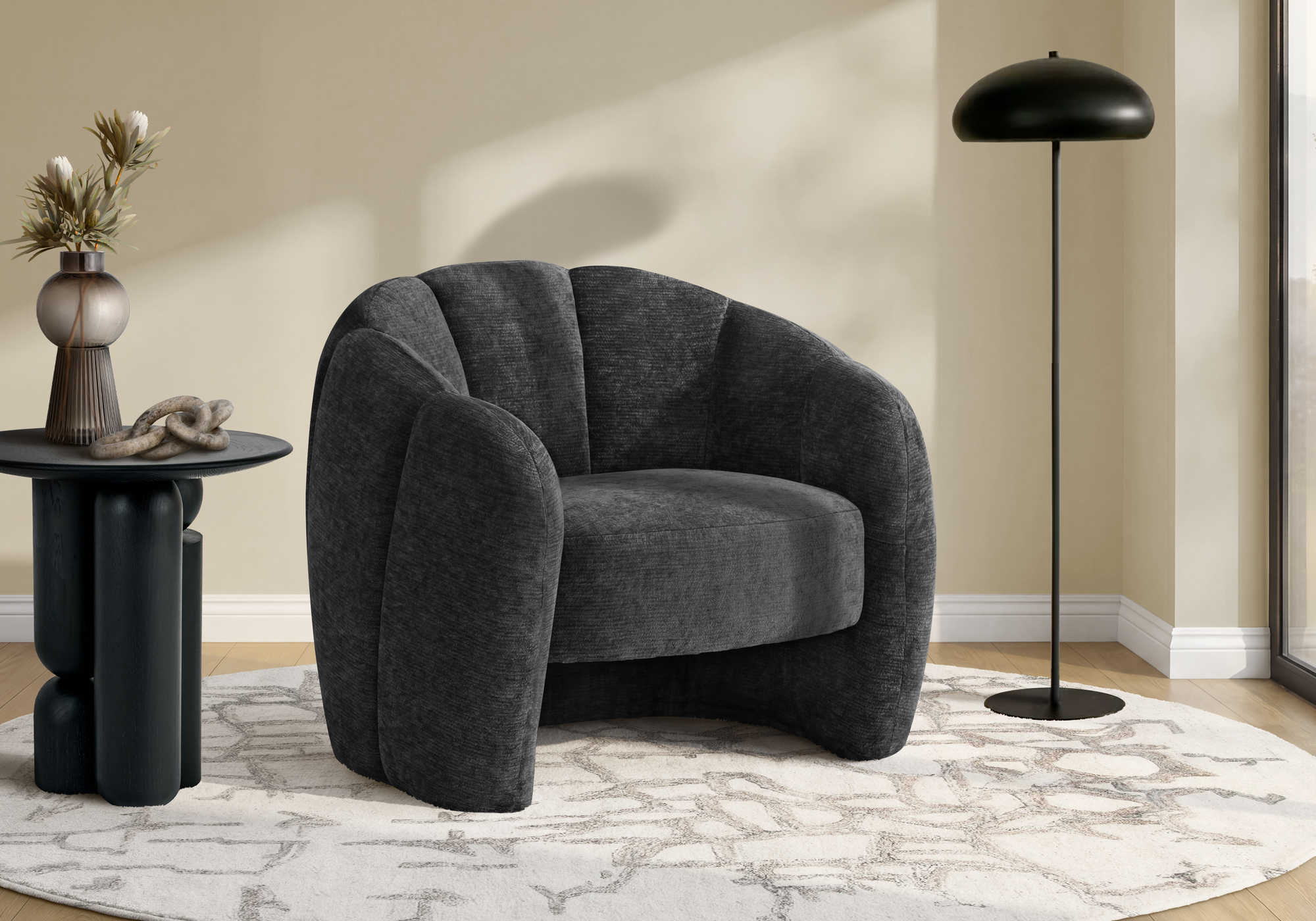 MN-A238112    Accent Chair, 29"h, Upholstered, Black Fabric, Contemporary, Modern