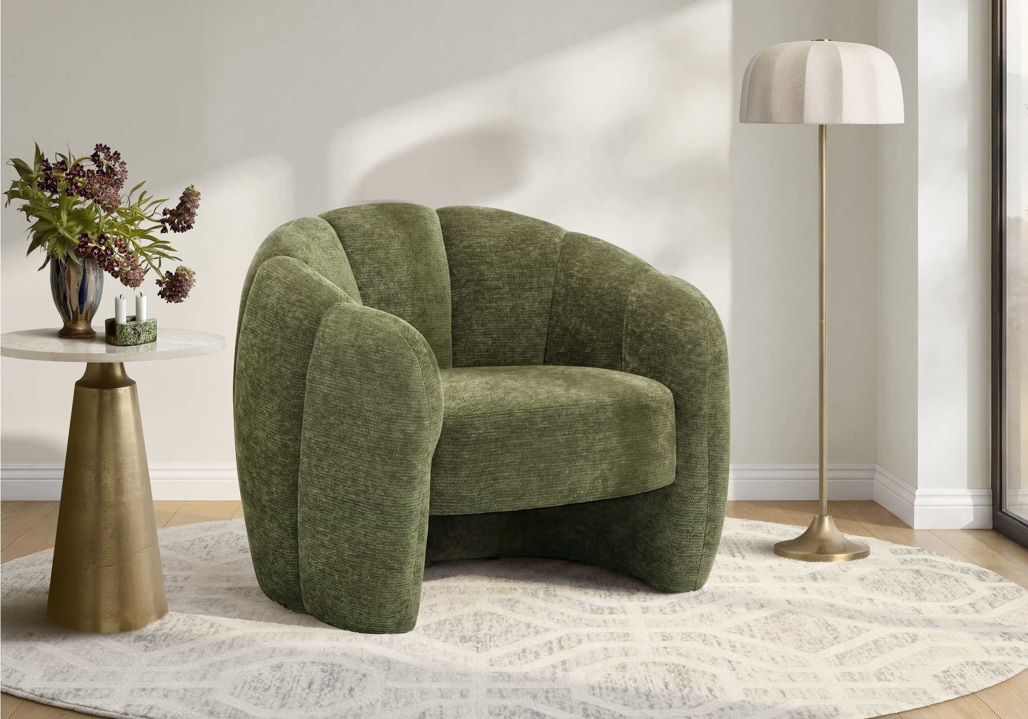 MN-A238115    Accent Chair, 29"h, Upholstered, Green Fabric, Contemporary, Modern
