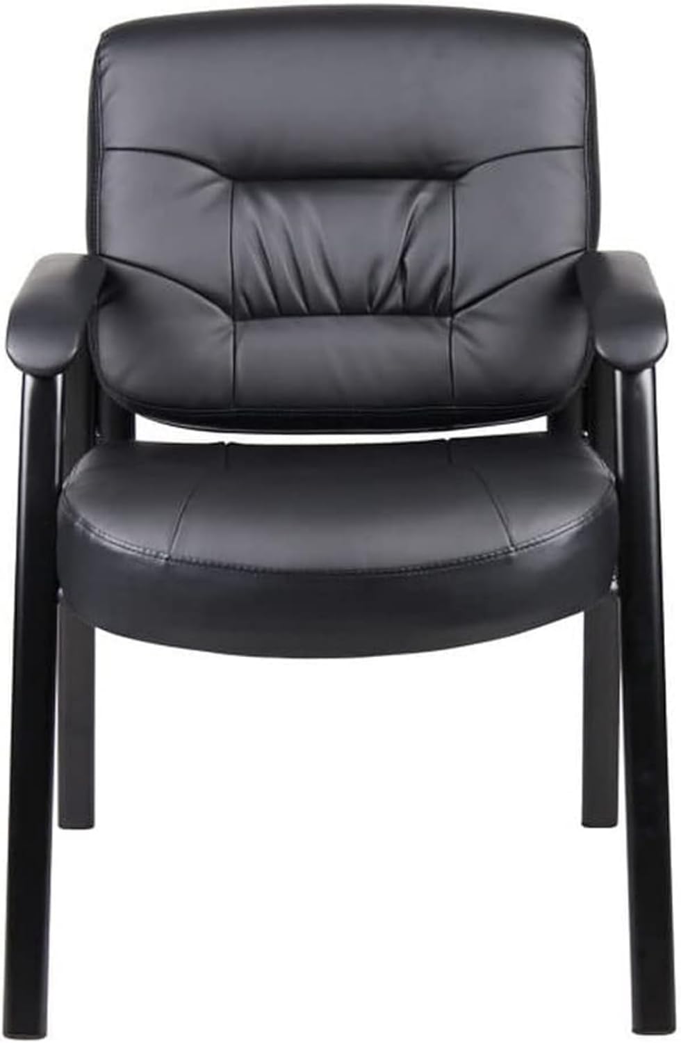 JL-1018 Chair, Soft Black Faux Leather Seat and Back, Black Metal Frame