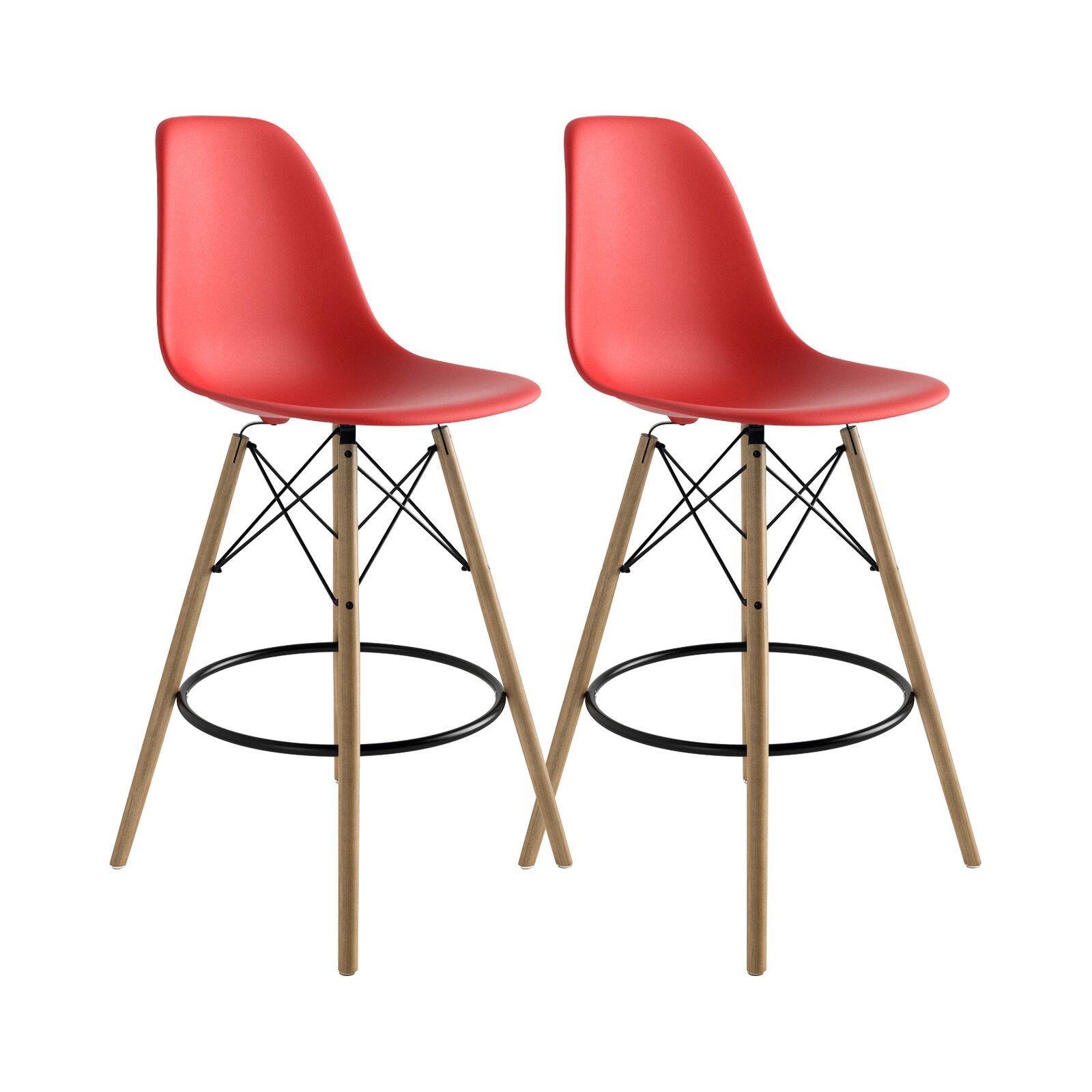 JL Eiffel RD Barstool, Red, (Set of 2)