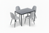 JL 0626BL Dining Set, 5 Pc, 44" x 30" Table, Black Glass Top, Blue, Black or Grey Chairs, Black Metal Frame