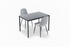 JL  0626BL Dining Table, Black Glass Top, Black Metal Frame, 44" x 30"