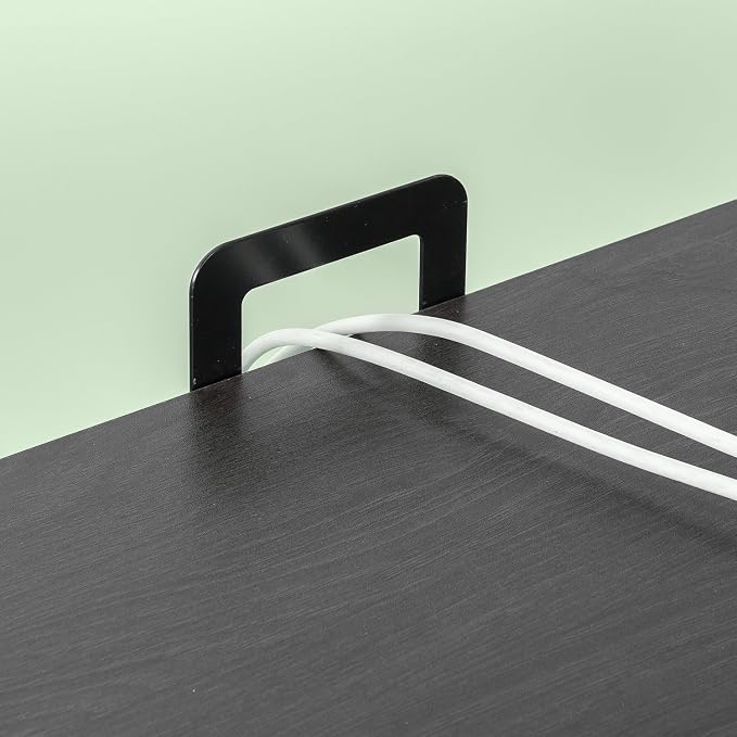 JL-0714B Student Desk, 40" Wide, Black Top, Black Metal Frame, Side Storage Hooks