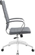 JL-1025 Office Chair, Grey, Faux Leather, Ribbed High Back, Adjustable Height, Swivel, Chrome Base and Arms