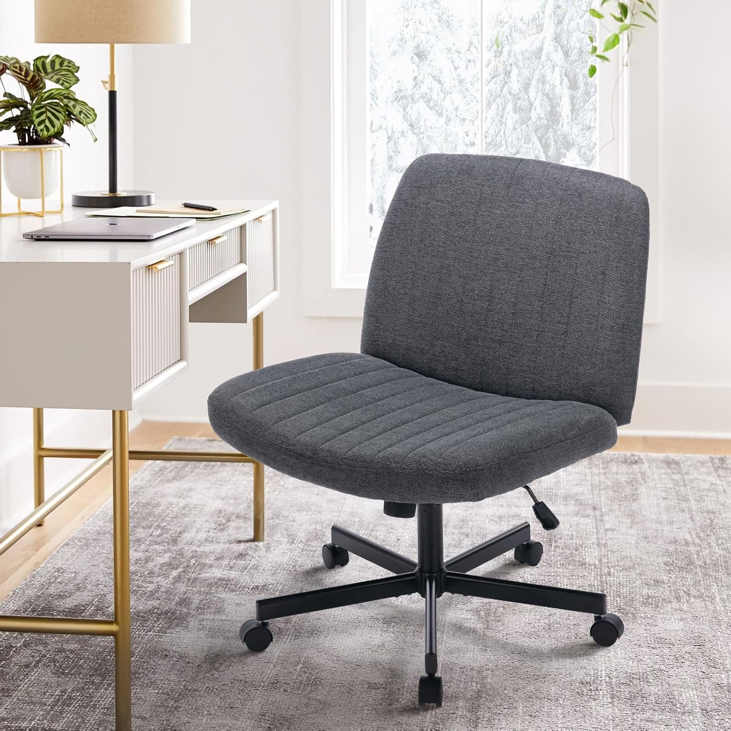 JL-0124DG Office Chair, Dark Grey, Swivel, Armless, Wheel Base