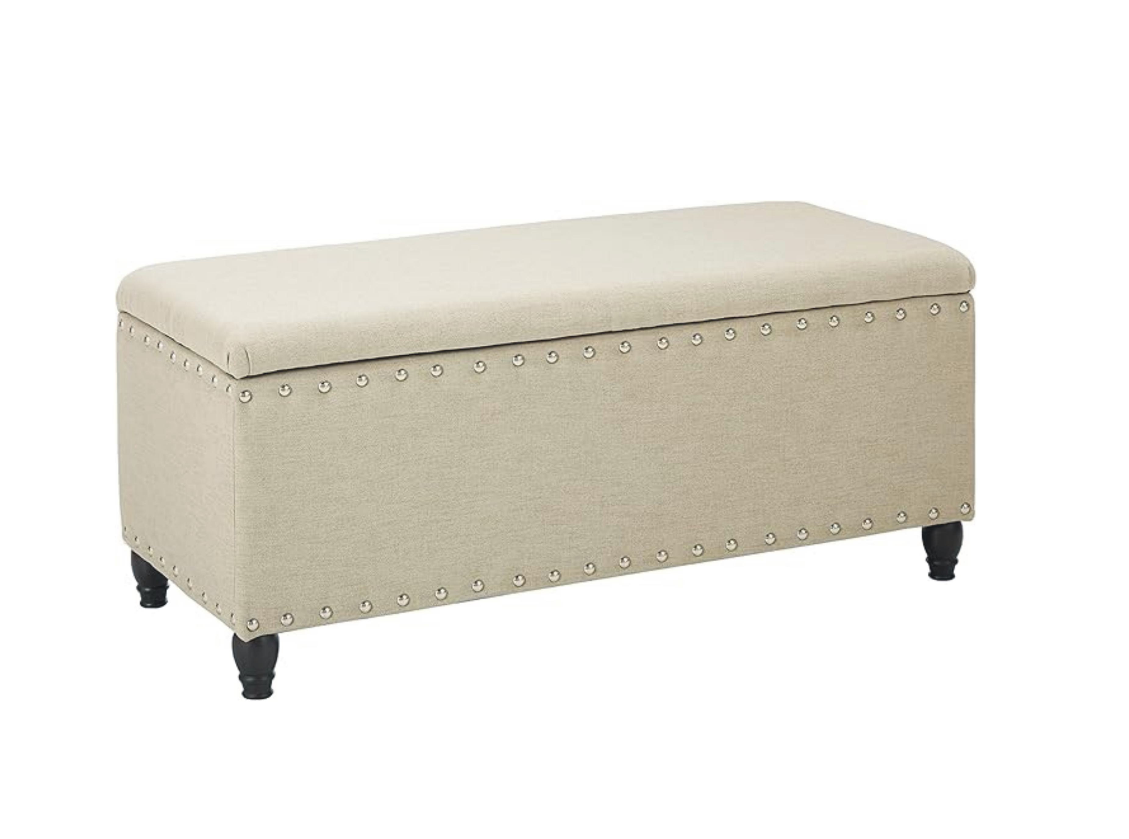 JL-54 Storage Bench, Beige, 41" Wide, Polyester Fabric, Decorative Studs