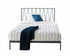 JL 1874Q Queen Bed, Grey Metal Frame, Platform Style, Gold Accents