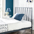 JL 1874Q Queen Bed, Grey Metal Frame, Platform Style, Gold Accents