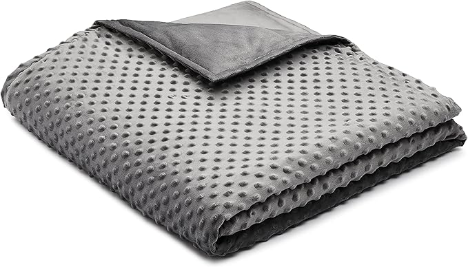 JL-1617 Weighted Blanket, Grey, 7lb For Kids, 41" x 60", Quilted, Cotton, 2Pc Set includes Cover