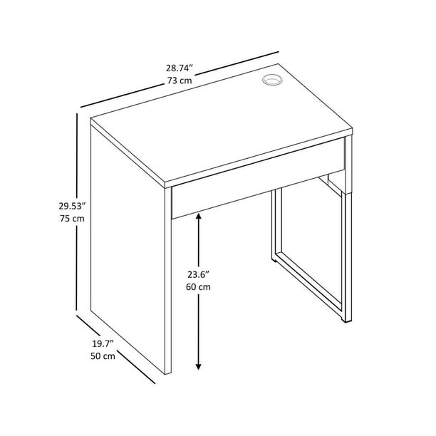 JL-02078 Computer Desk, 29" Wide, White, 1 Storage Drawer