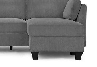 JACKSON Sectional Sofa, 87" Wide, Charcoal Grey, Corduroy Fabric, Reversible, Left or Right Chaise