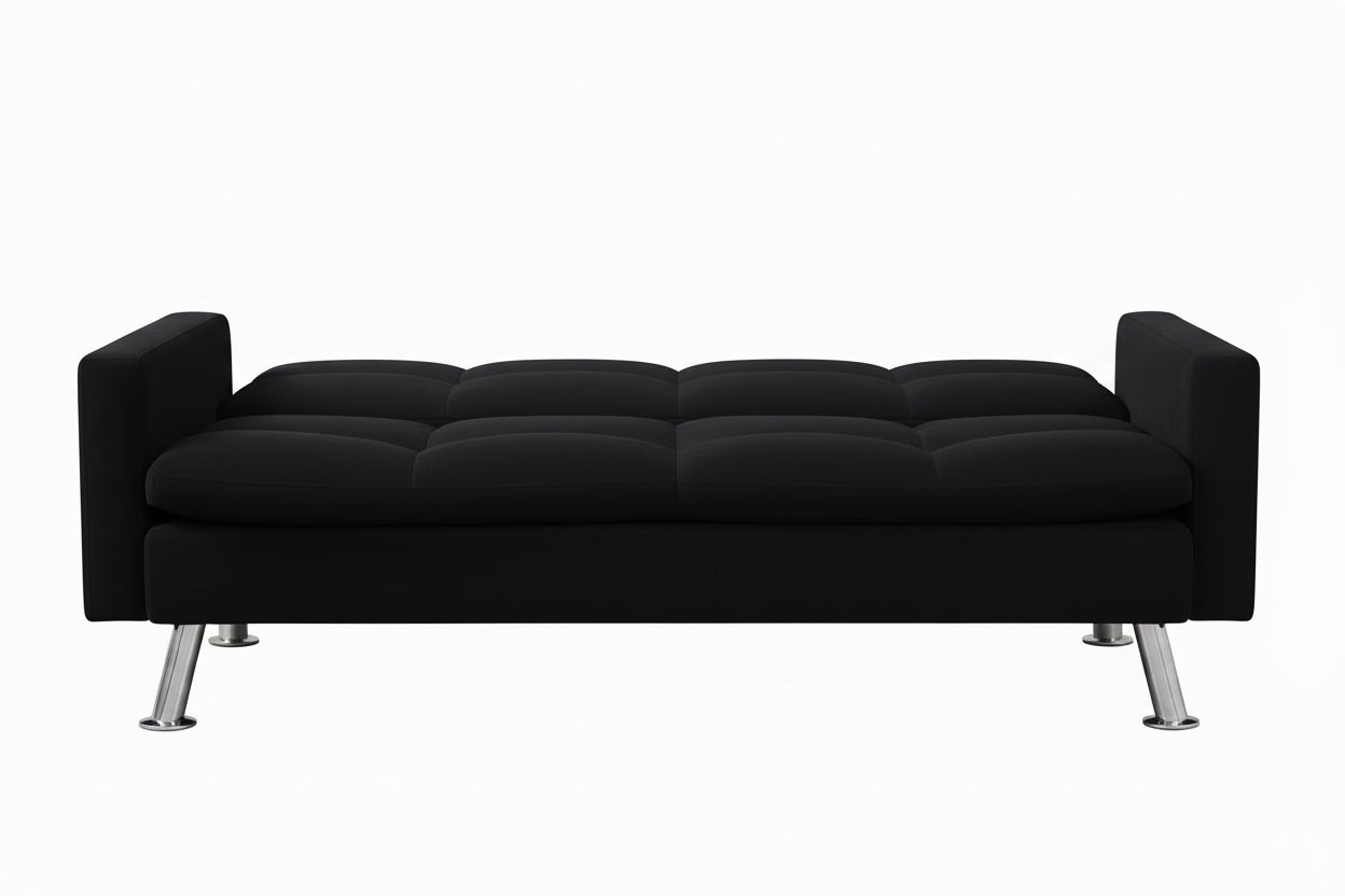 BOL "CATHERINE" Black,  75" Wide, Klick Klack, Fabric, Chrome Legs, Folds Flat as a Sleeper