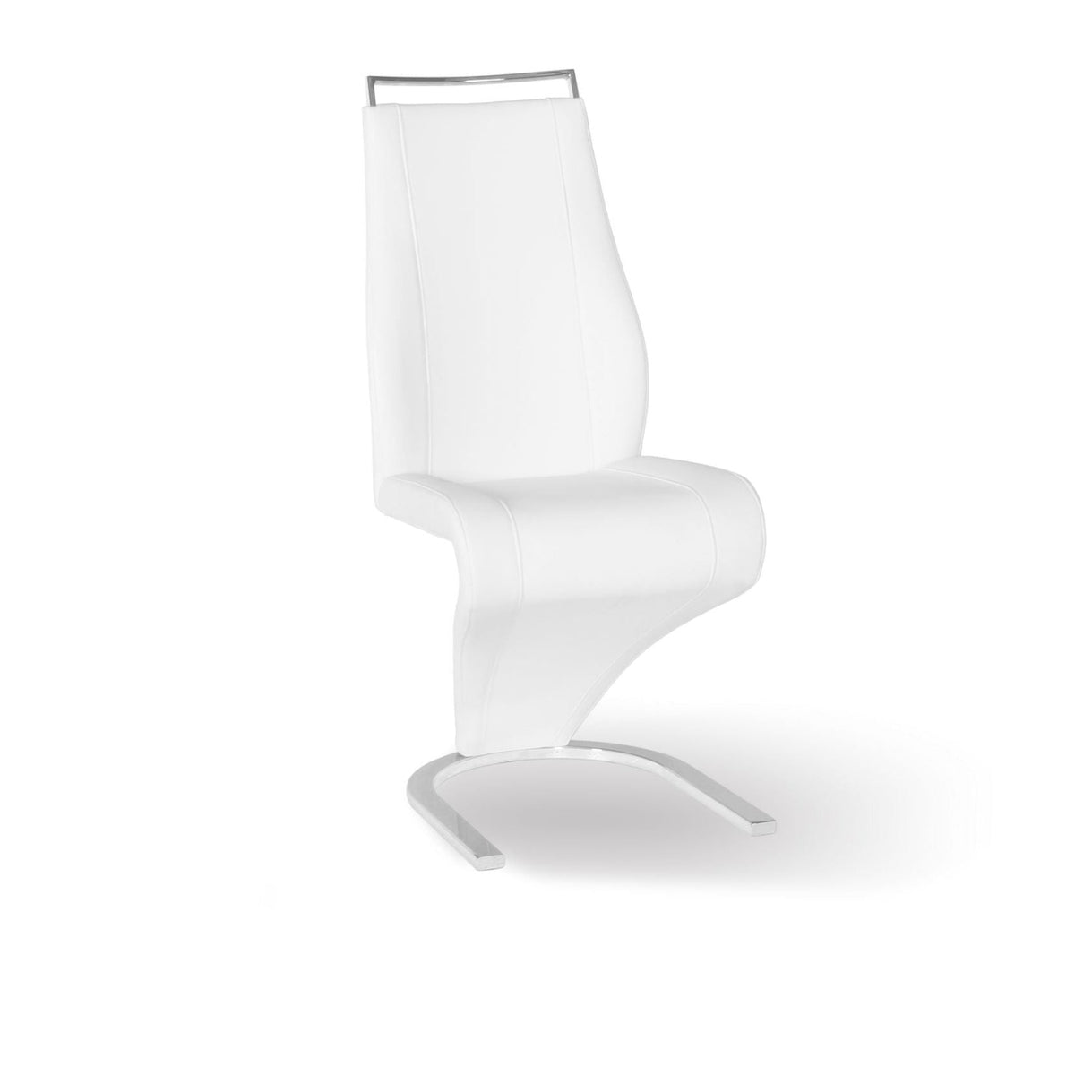 MZ-MANHATTAN Dining Chair, White, Faux Leather, Chrome Frame, CLEARANCE