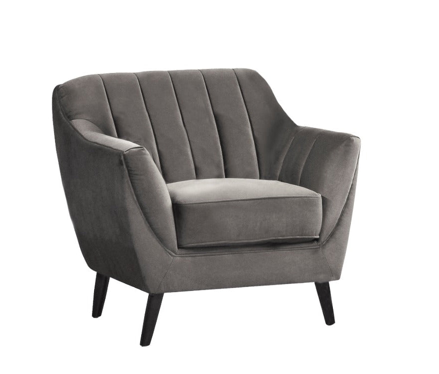 MZ-MILA Chair, Grey, Velvet, Black Legs
