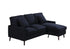 MONA-B Sectional Sofa, 77" Wide, Black, Velvet, Reversible Chaise