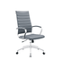 JL-1025 Office Chair, Grey, Faux Leather, Ribbed High Back, Adjustable Height, Swivel, Chrome Base and Arms