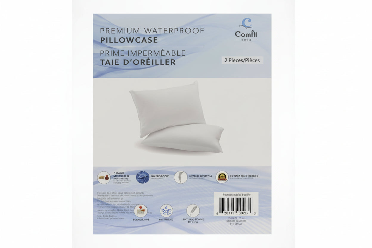 Pillow Case Protectors,  2 Pieces, Waterproof, Bed bug Proof and Hypoallergenic, Zipper
