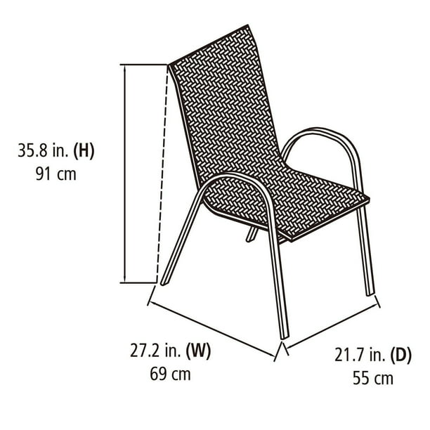 JL-0603 Patio Chair, Grey Wicker, Stackable, Black Metal Frame