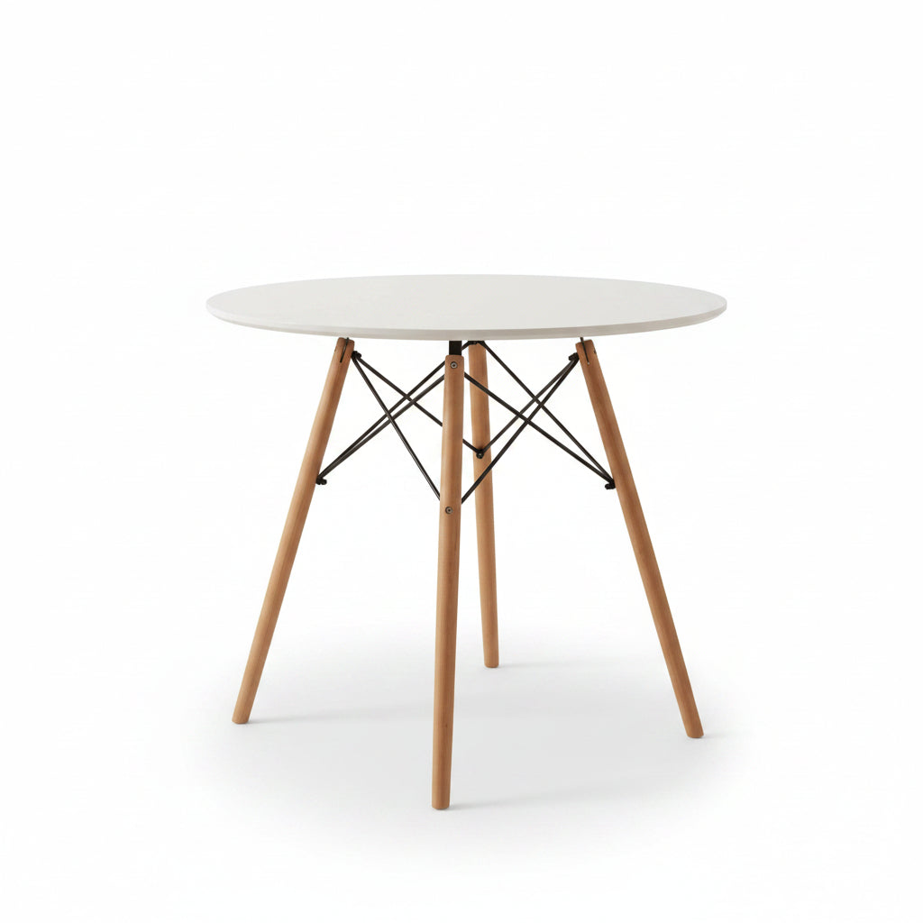 T-1405 Dining Table, White, 32" Round Top, Eiffel Style
