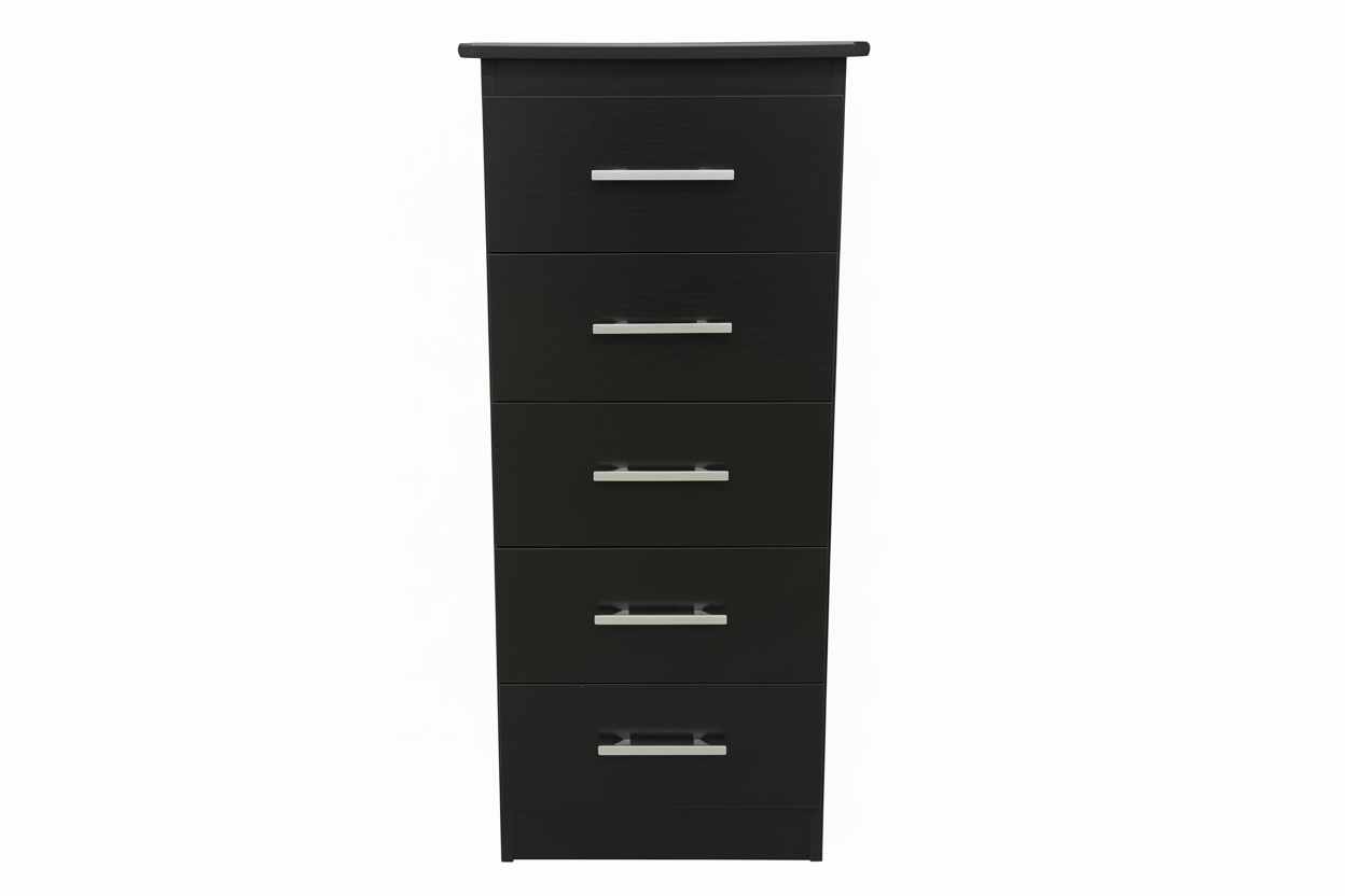 STR "Tall Boy" 5 Drawer Narrow Chest - Available in various Colours & Sizes