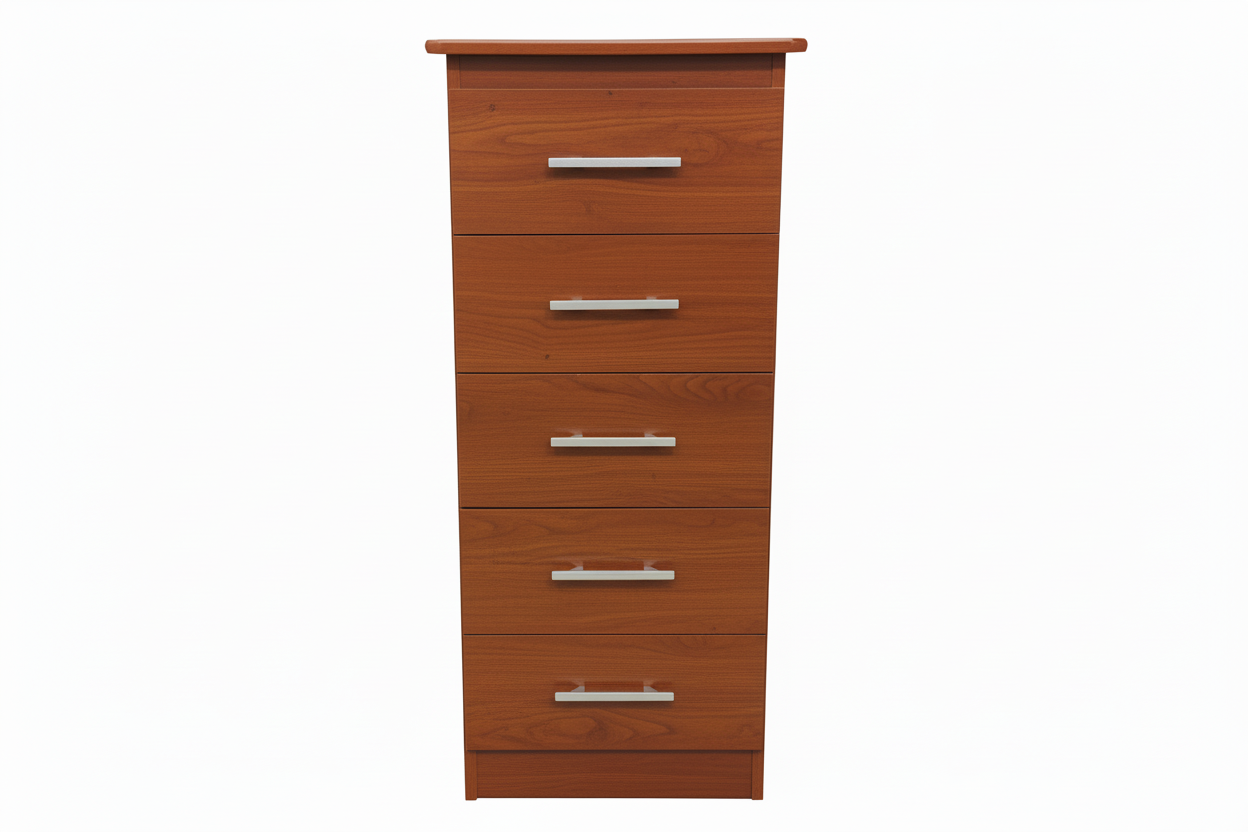 STR "Tall Boy" 5 Drawer Narrow Chest - Available in various Colours & Sizes