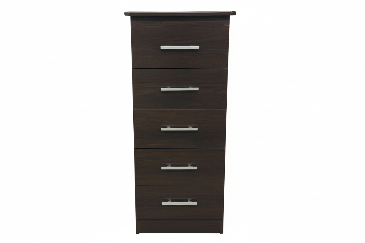 STR "Tall Boy" 5 Drawer Narrow Chest - Available in various Colours & Sizes