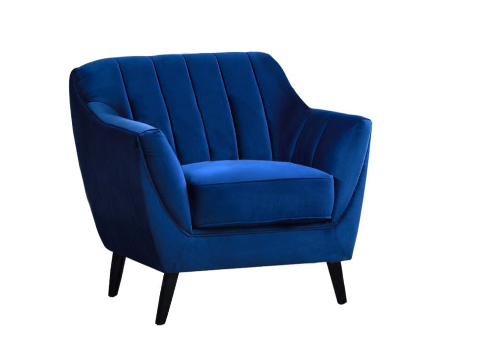 MZ-MILA Chair, Blue, Velvet, Black Legs