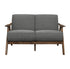 MZ-1138 Love Seat, Grey, Linen Fabric, Walnut Wood Frame