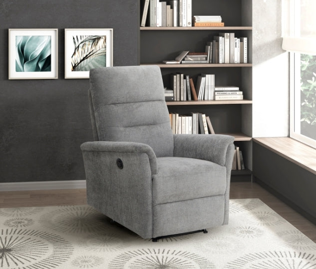 MZ-99906 Recliner, Power, Grey Fabric