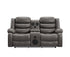 MZ-Recliner, Loveseat, Grey, Faux Leather, Drink Holders, Powerful Bluetooth Speakers, LED Lighting, USB Charging