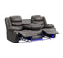 MZ-99109GRY Recliner, Sofa, Grey, Faux Leather, Drink Holders, LED Lighting