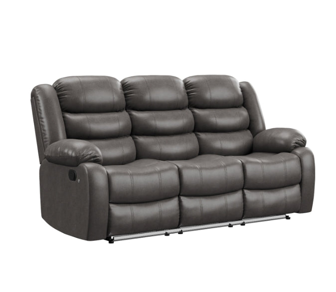MZ-99109GRY Recliner, Sofa, Grey, Faux Leather, Drink Holders, LED Lighting
