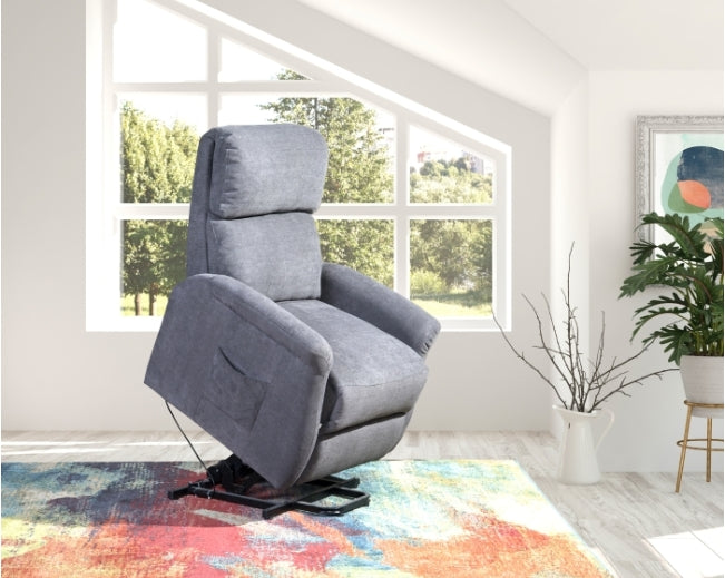 MZ-99113G Recliner, Power, Lift, Grey Fabric